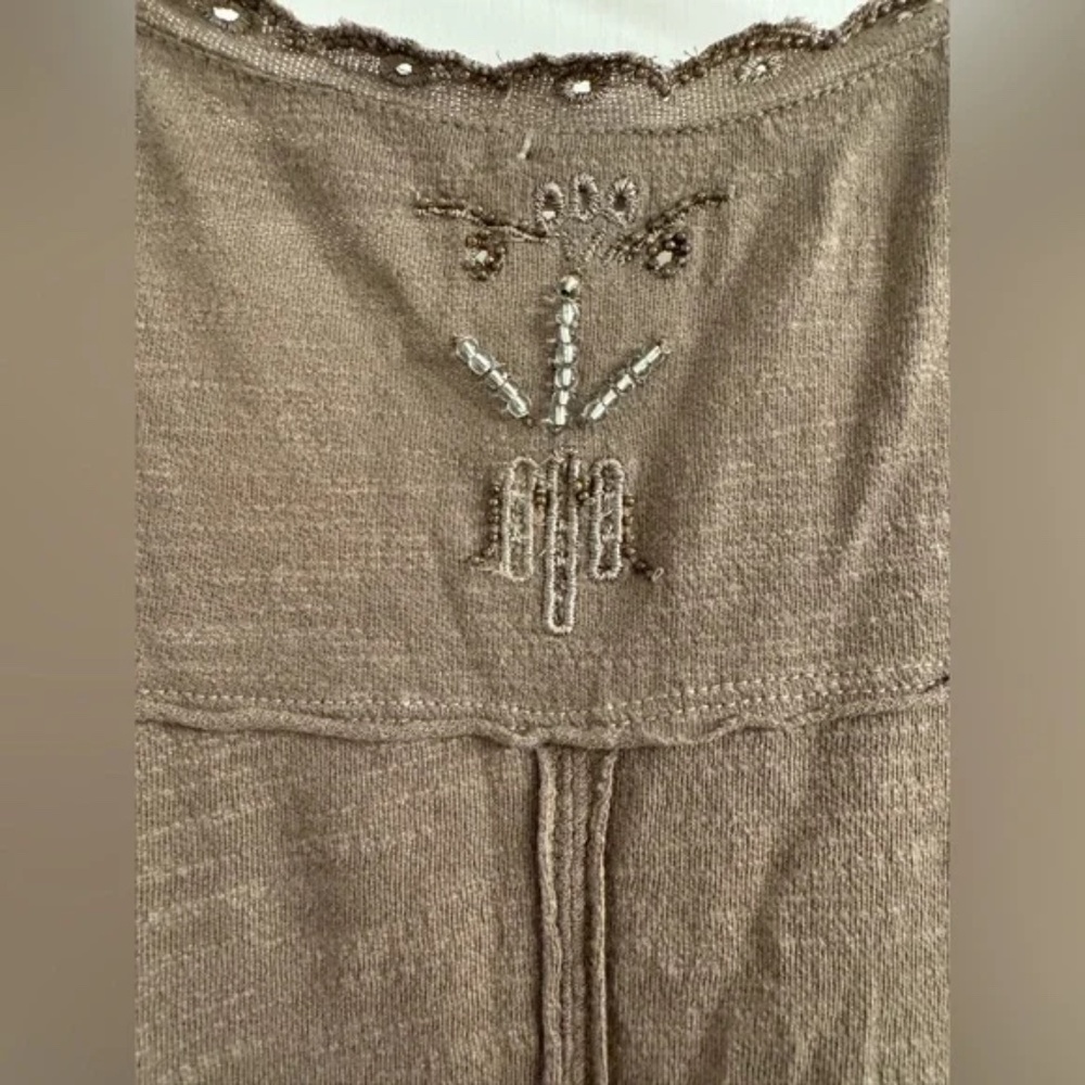 NWT Free People Women's Olive Green Ruffle Sleeve Top Size M - Picture 4 of 5